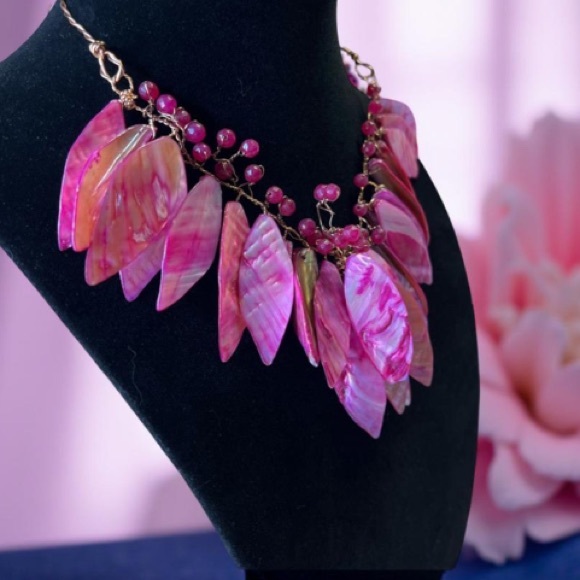 Hand crafted different shades with semi precious beads wire necklace  OOAK NWT - Picture 11 of 12